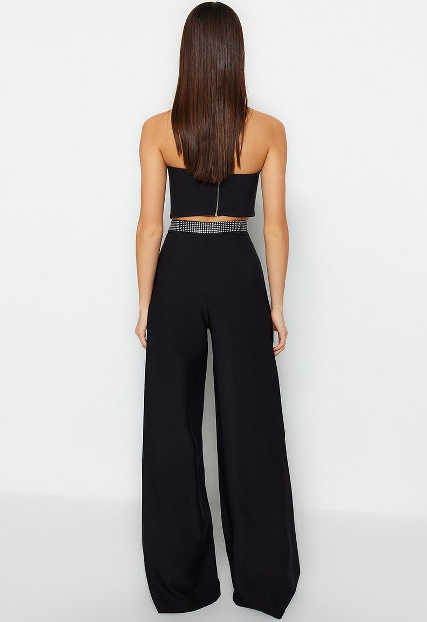 Trendyol - Belt Detailed Woven Trousers - Black