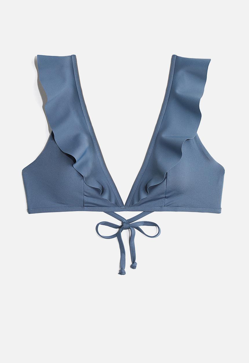 H&M - Padded bikini top - dusty blue