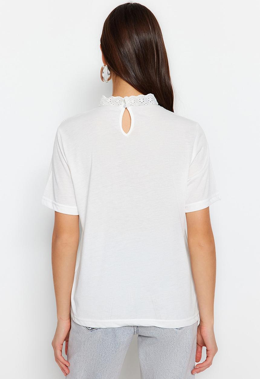 Trendyol - Embroidered Cotton Shirt - White