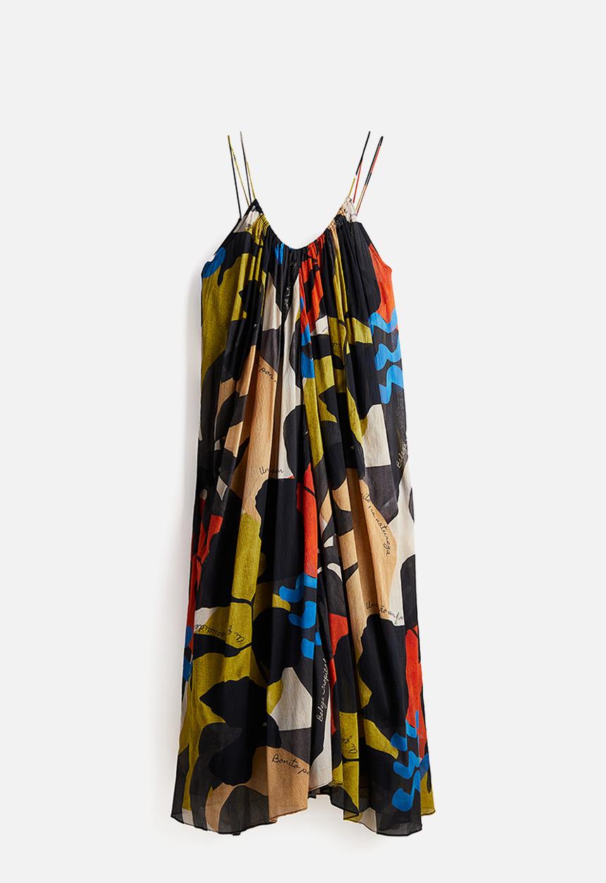 H&M - A-line maxi dress - black/patterned