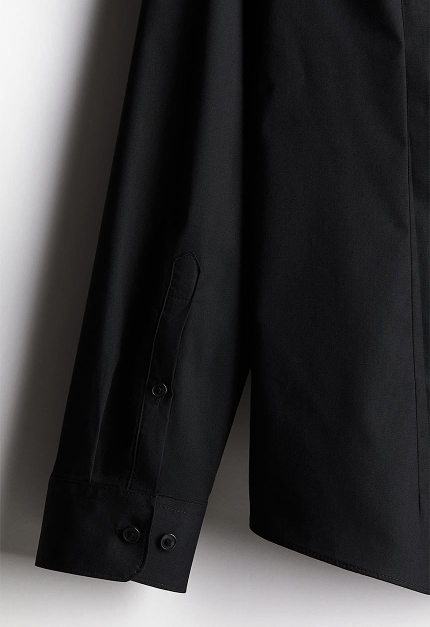 H&M - Slim fit easy-iron shirt - black