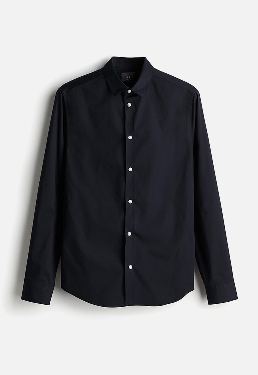 H&M - Slim fit easy-iron shirt - navy