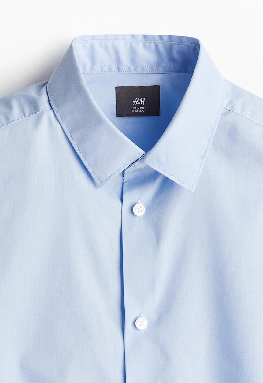 H&M - Slim fit easy-iron shirt - blue