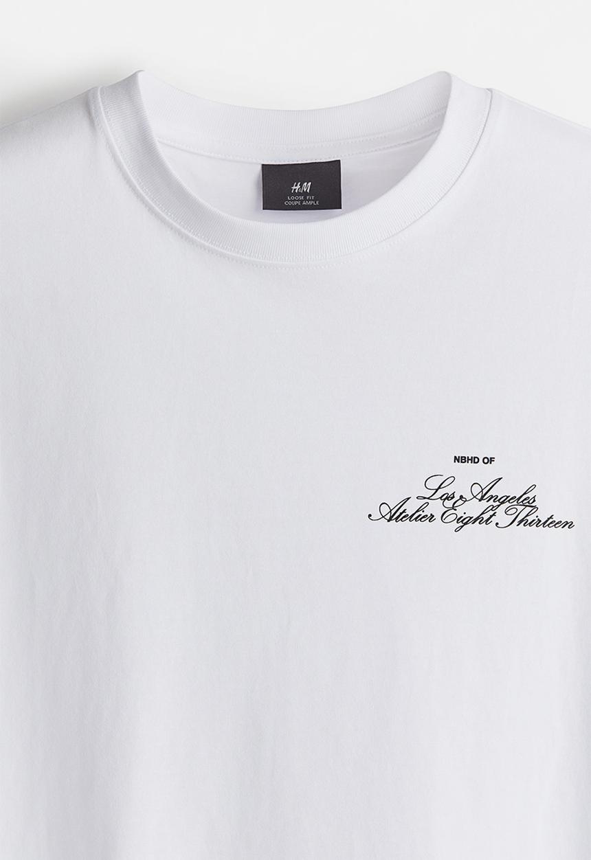 H&M - Loose fit printed t-shirt - white