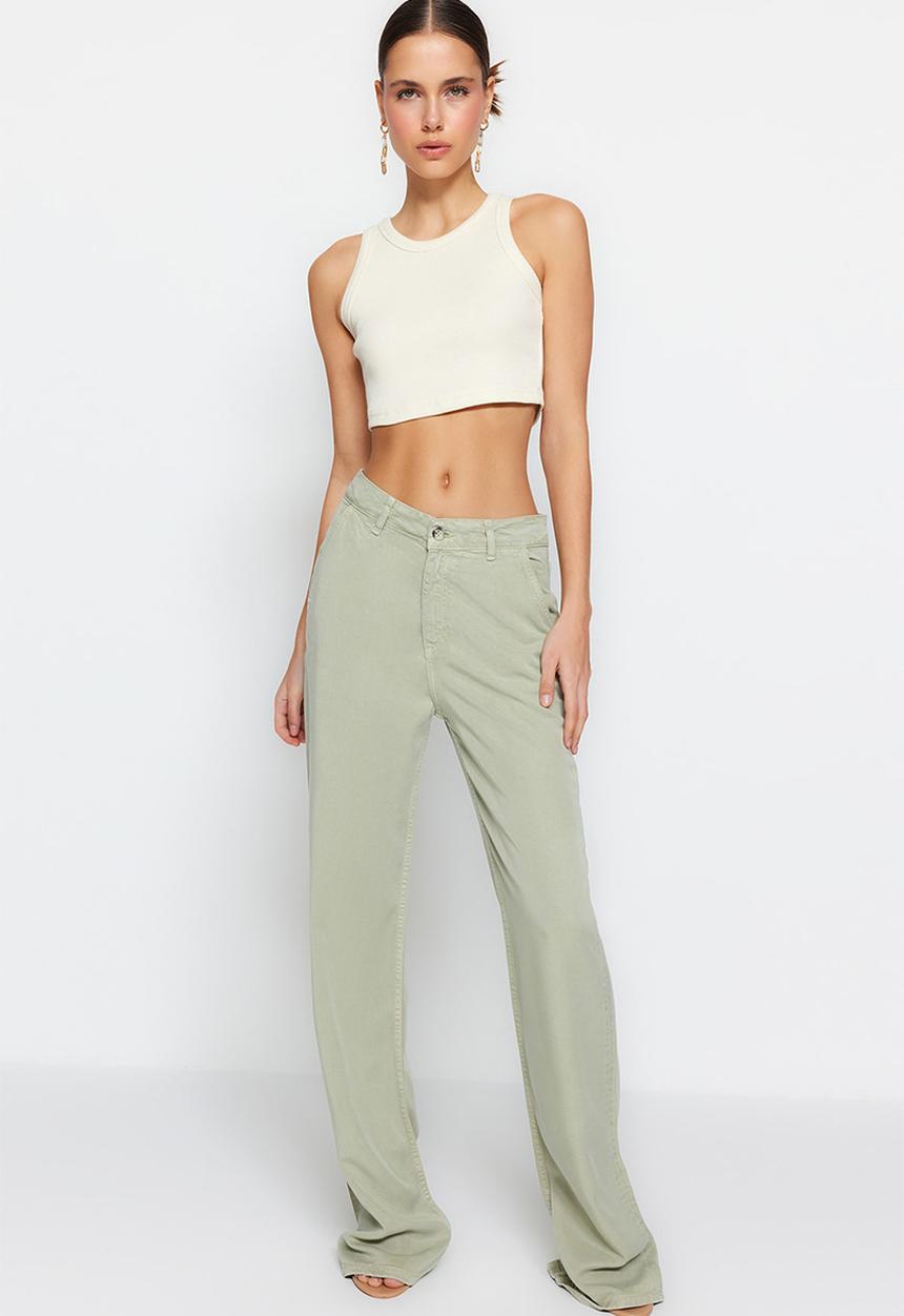 Trendyol - 100% Tencel™ Low Waist Wide Leg Jeans - Mint