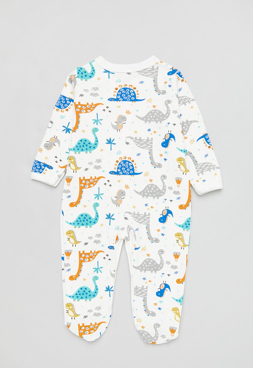 Pop Candy - Dino print babygrow- white