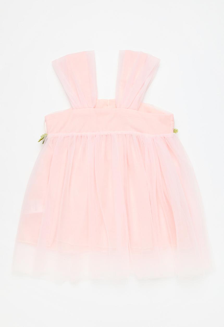 Pop Candy - Floral decor mesh dress - pink