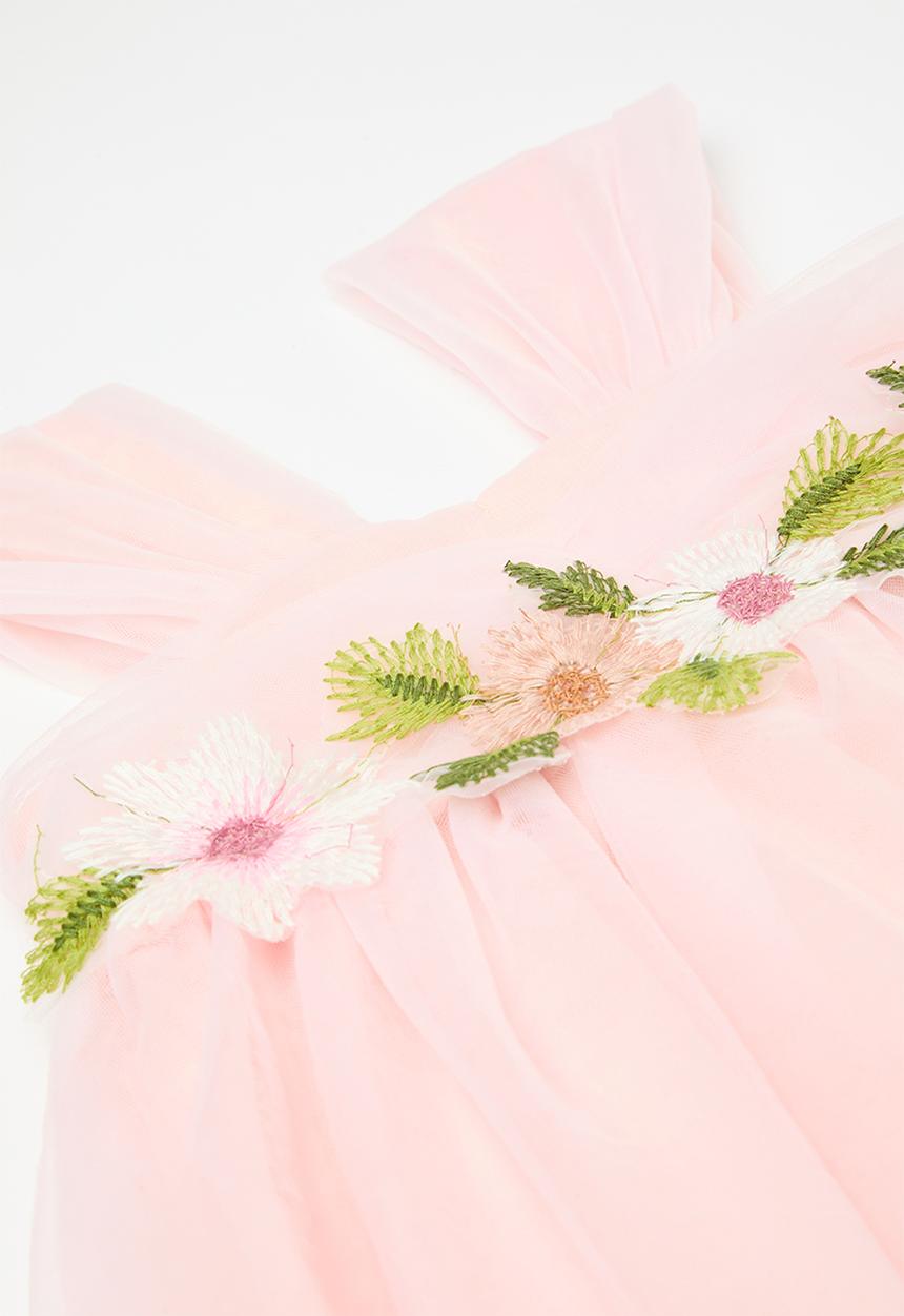Pop Candy - Floral decor mesh dress - pink