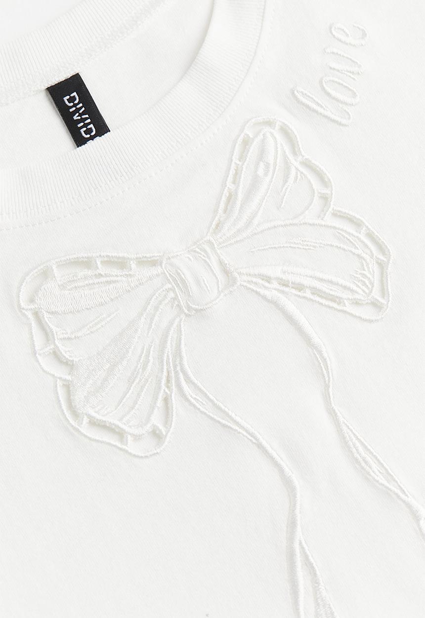 H&M - Oversized T-shirt - cream bow