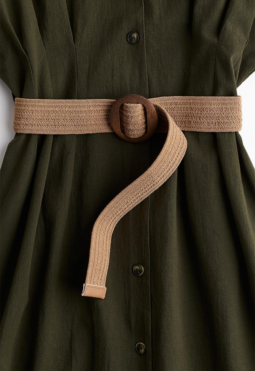 H&M - Belted shirt dress - green