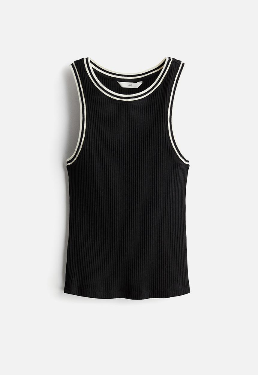 H&M - Ribbed vest top - black