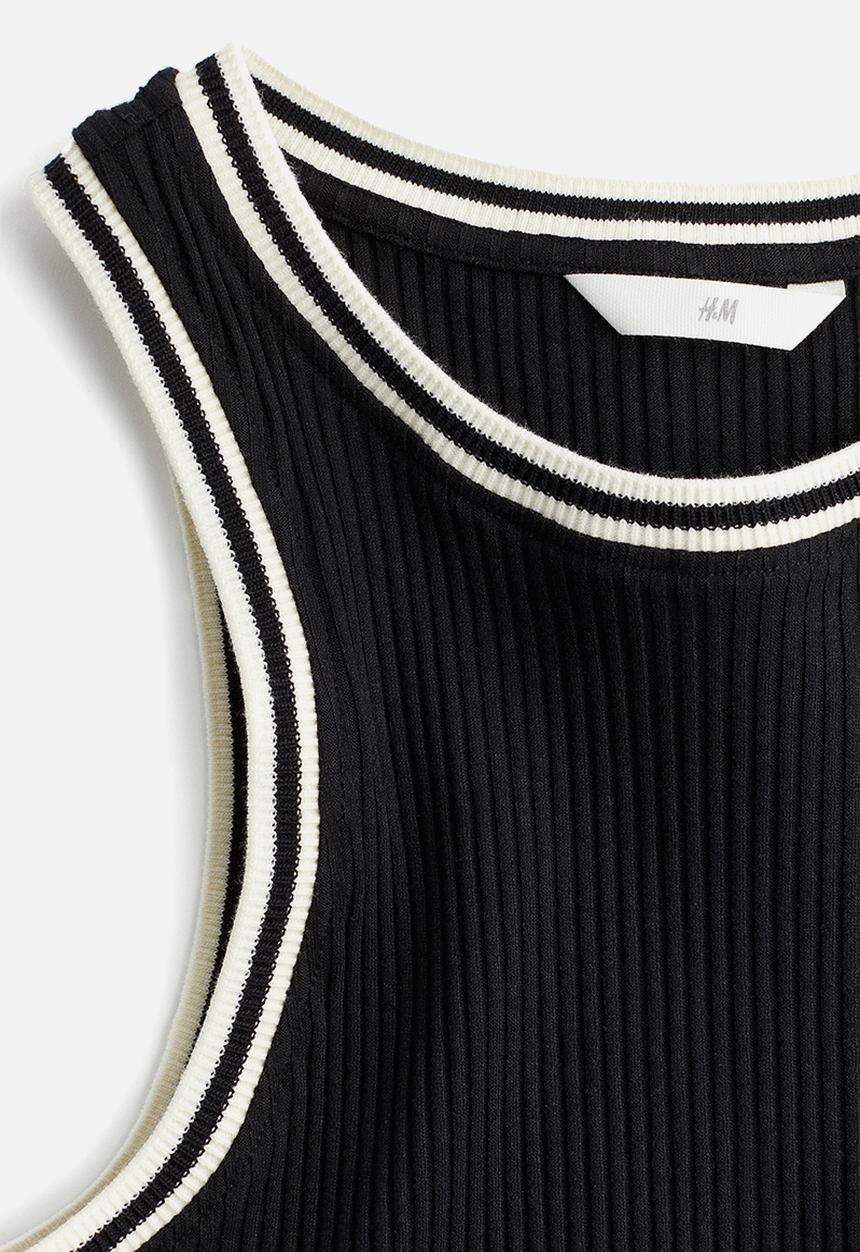 H&M - Ribbed vest top - black