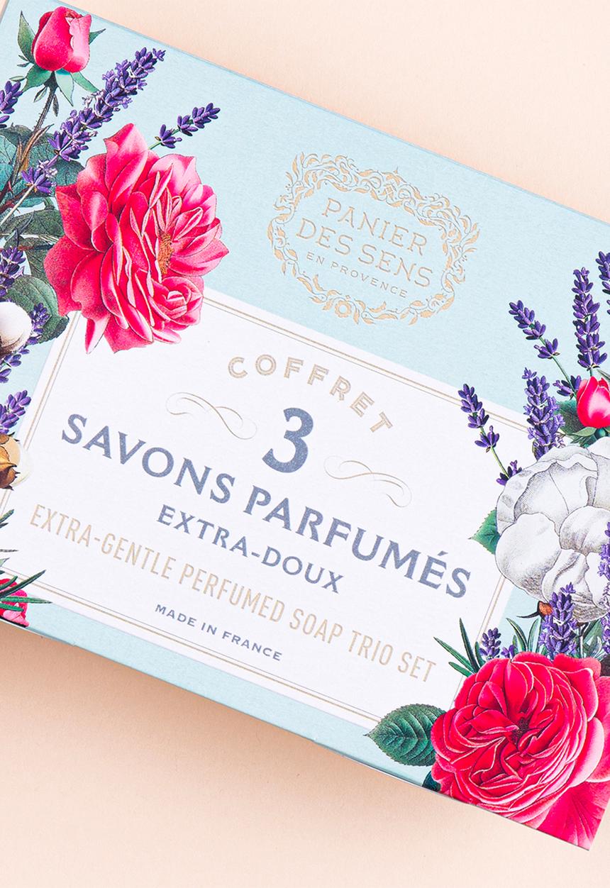 Panier Des Sens - Extra-Gentle Perfumed Soap Trio Set - Blue Lavender, Cotton Flower, Rose Nectar