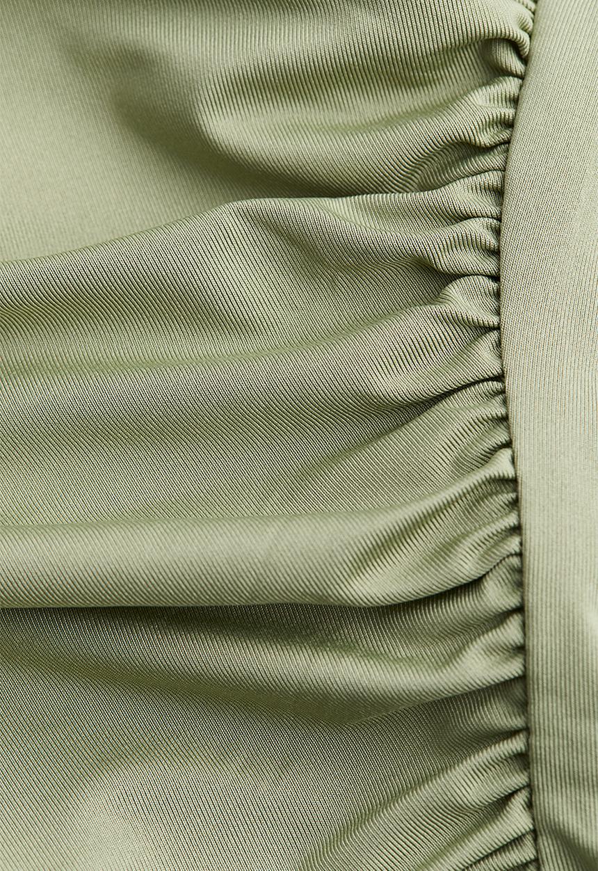 H&M - Cropped one-shoulder top - light khaki green