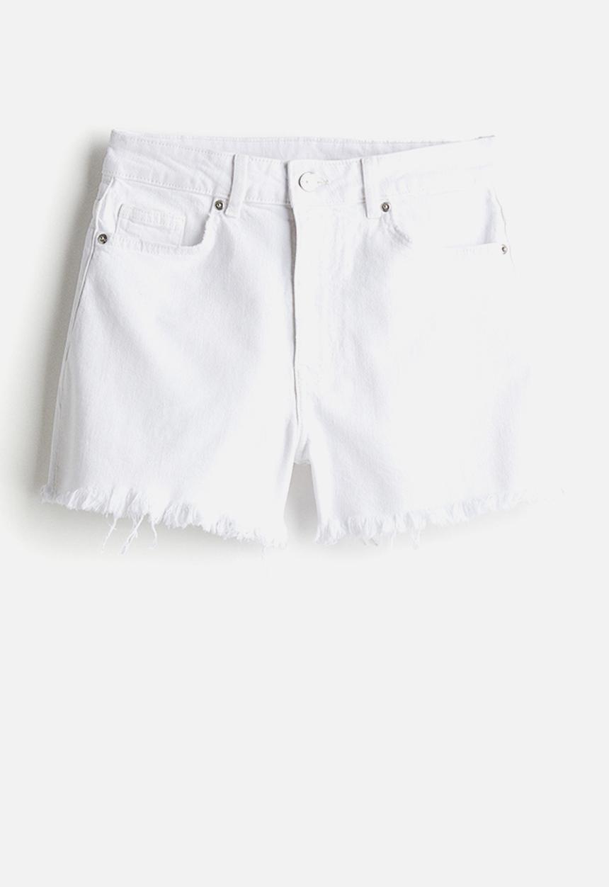 H&M - High-waisted denim shorts - white