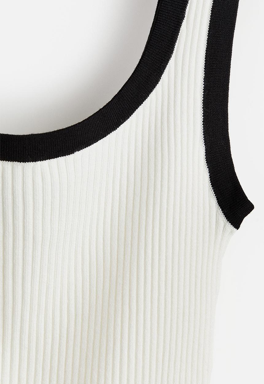 H&M - Rib-knit vest top - cream 
