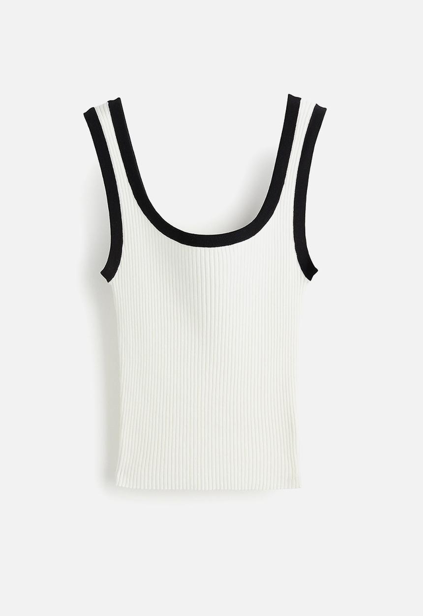 H&M - Rib-knit vest top - cream 