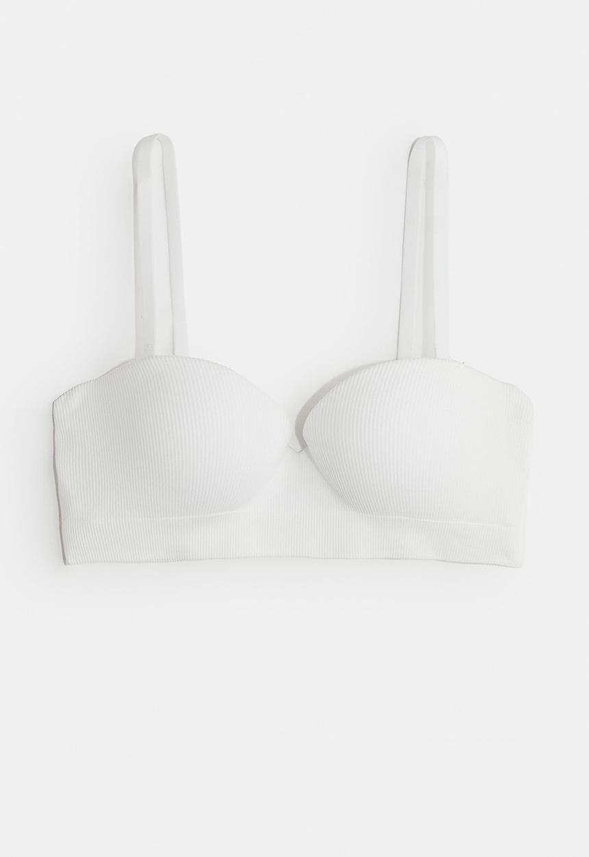 H&M - Seamless padded balconette bra - white