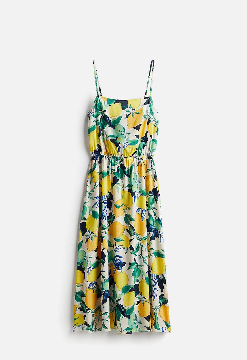 H&M - Strappy viscose dress - cream lemons