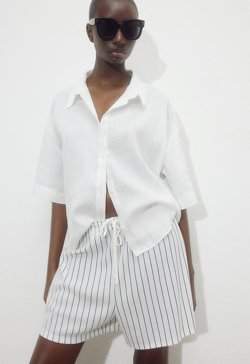 H&M - Pull-on shorts - white & blue striped