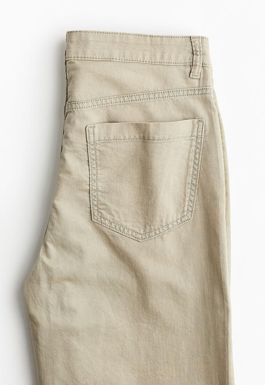 H&M - Straight twill trousers - Light green-beige
