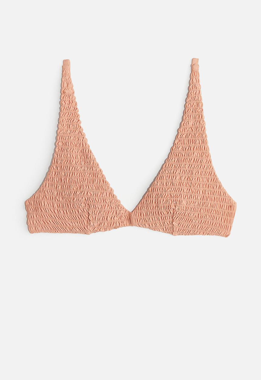 H&M - Smocked triangle bikini top - apricot