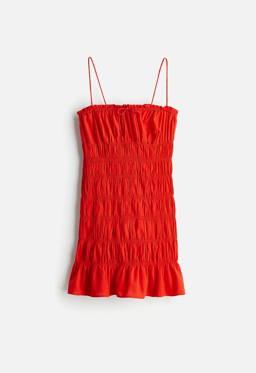 H&M - Smocked bodycon dress - red