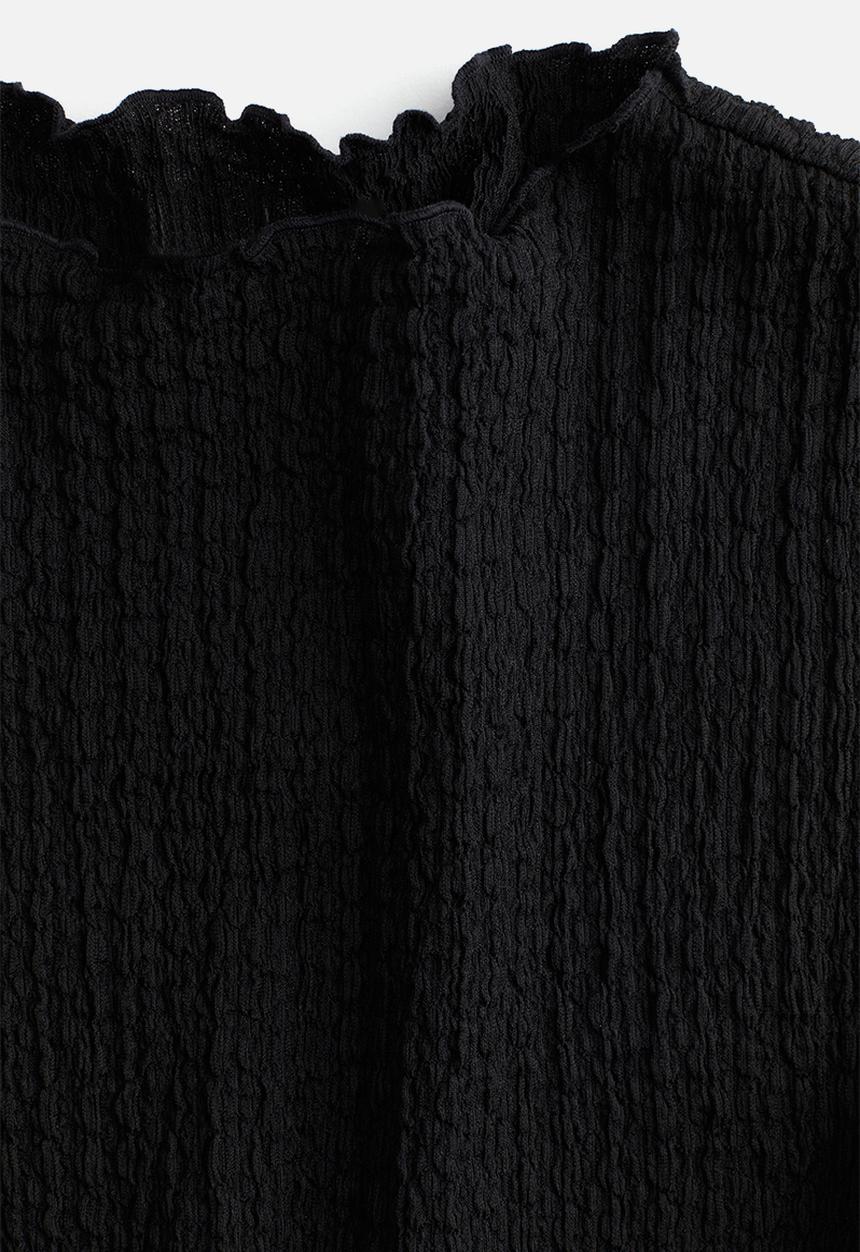 H&M - Textured jersey top - black