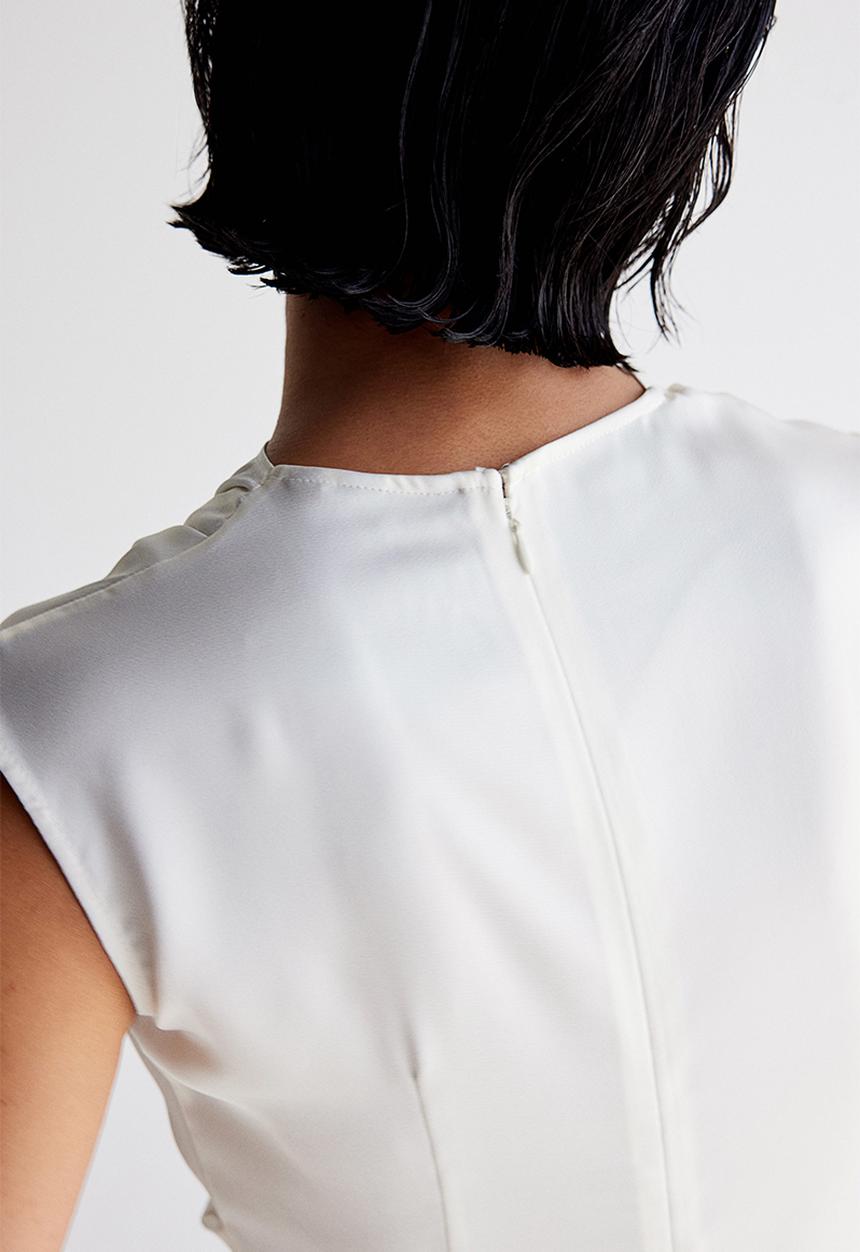 H&M - Draped satin top - white