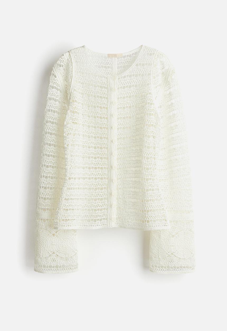 H&M - Crochet-look cardigan - cream 