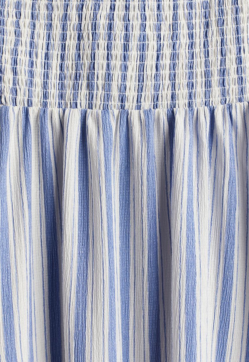 H&M - Tie-strap smocked dress - white,blue,multi