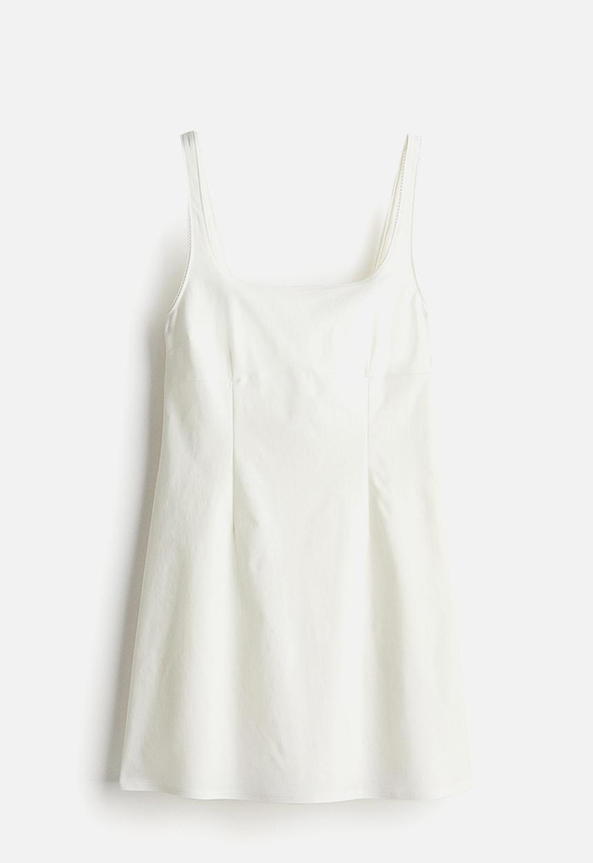 H&M - Picot-trimmed jersey dress - cream