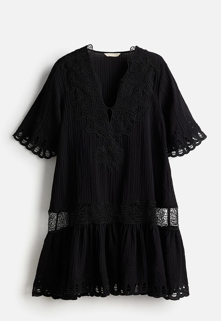 H&M - Embroidered dress - black
