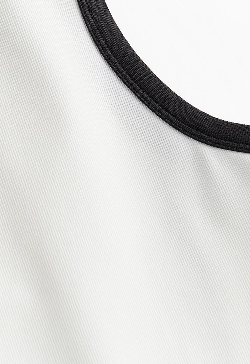 H&M - Ribbed vest top - cream/black