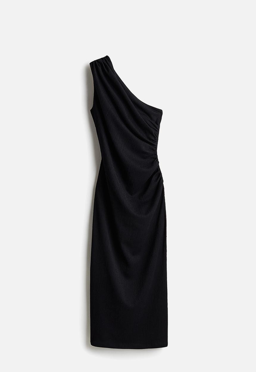 H&M - Gathered one-shoulder dress - Black