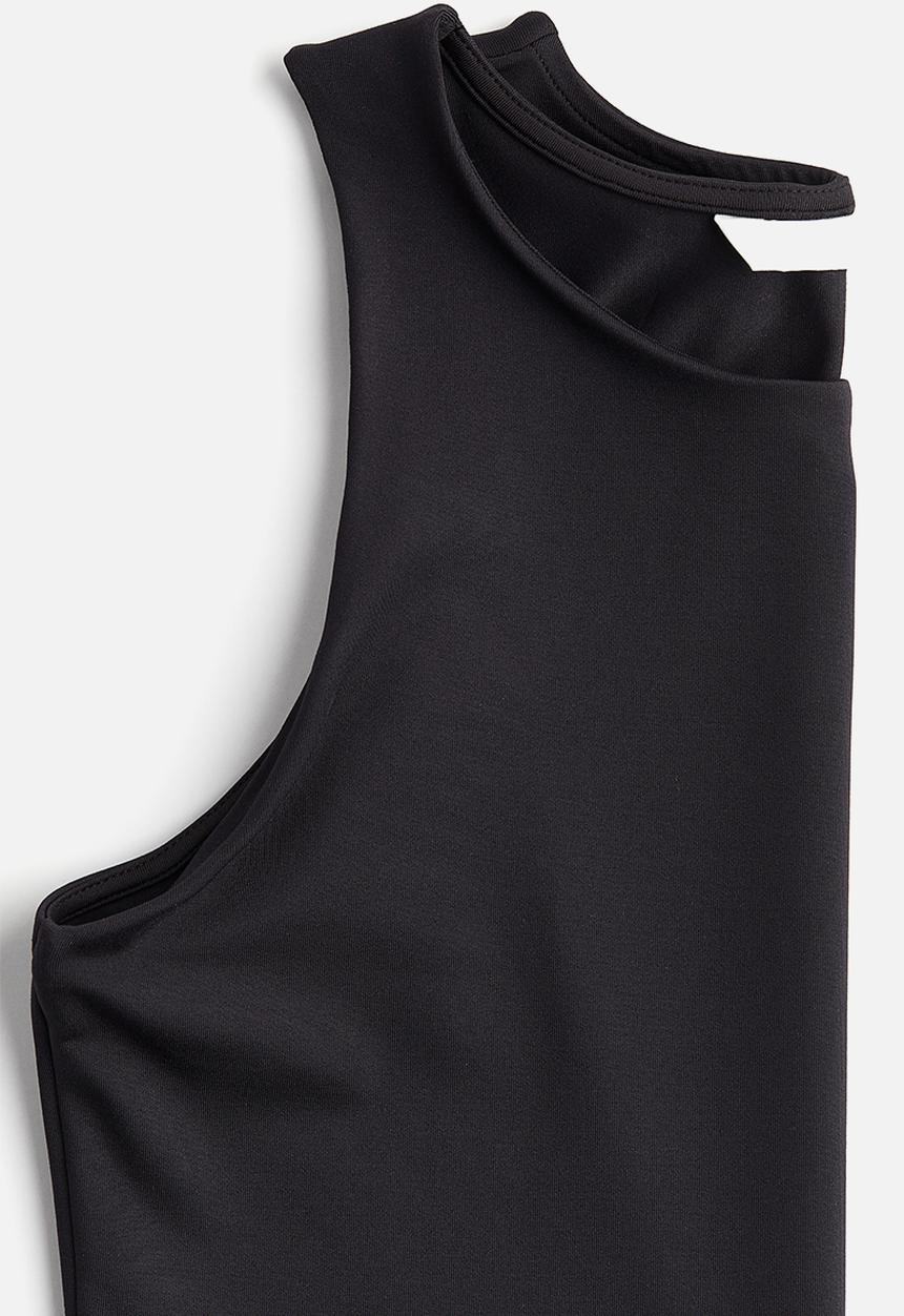 H&M - Cropped microfibre vest top - black