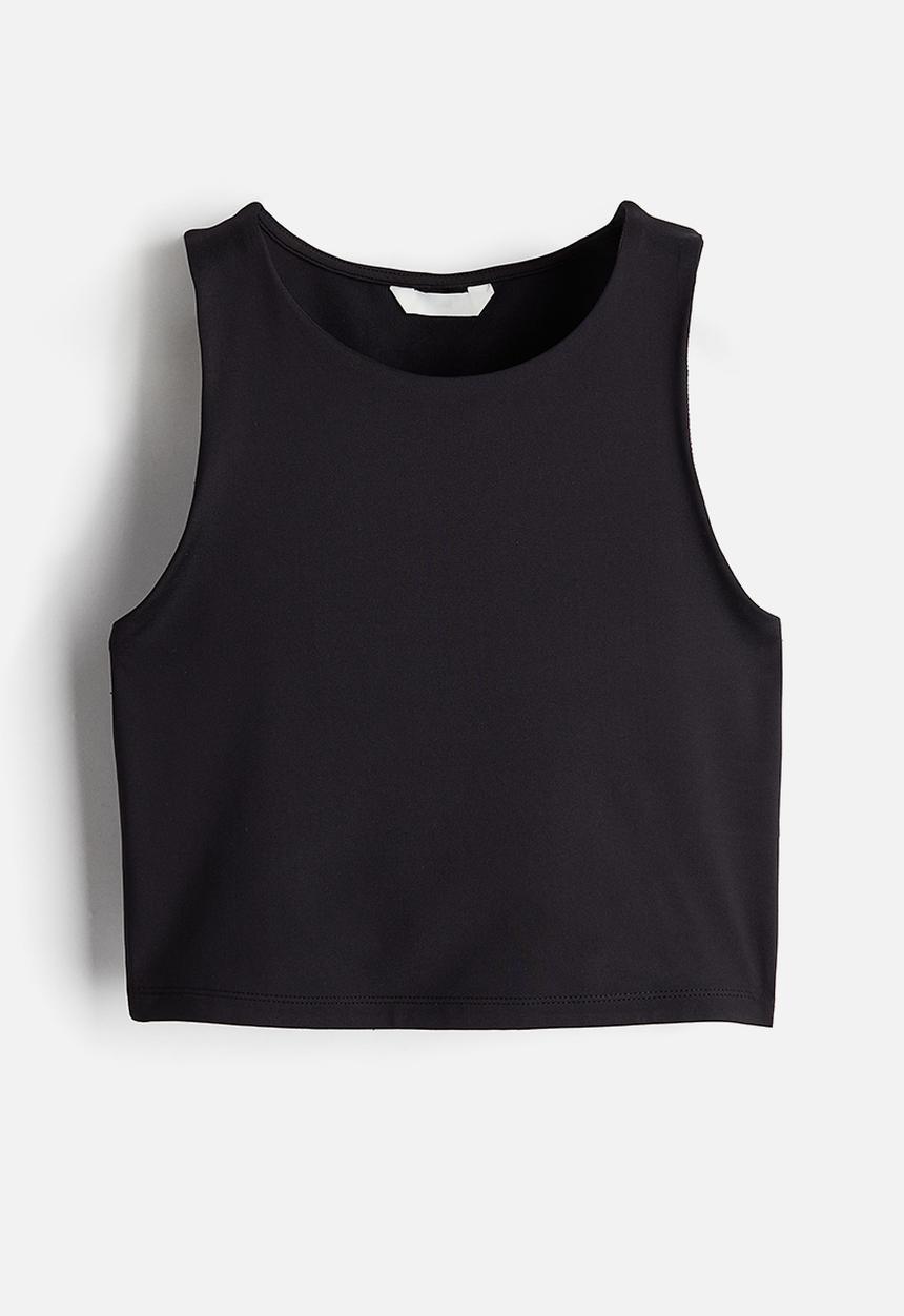 H&M - Cropped microfibre vest top - black