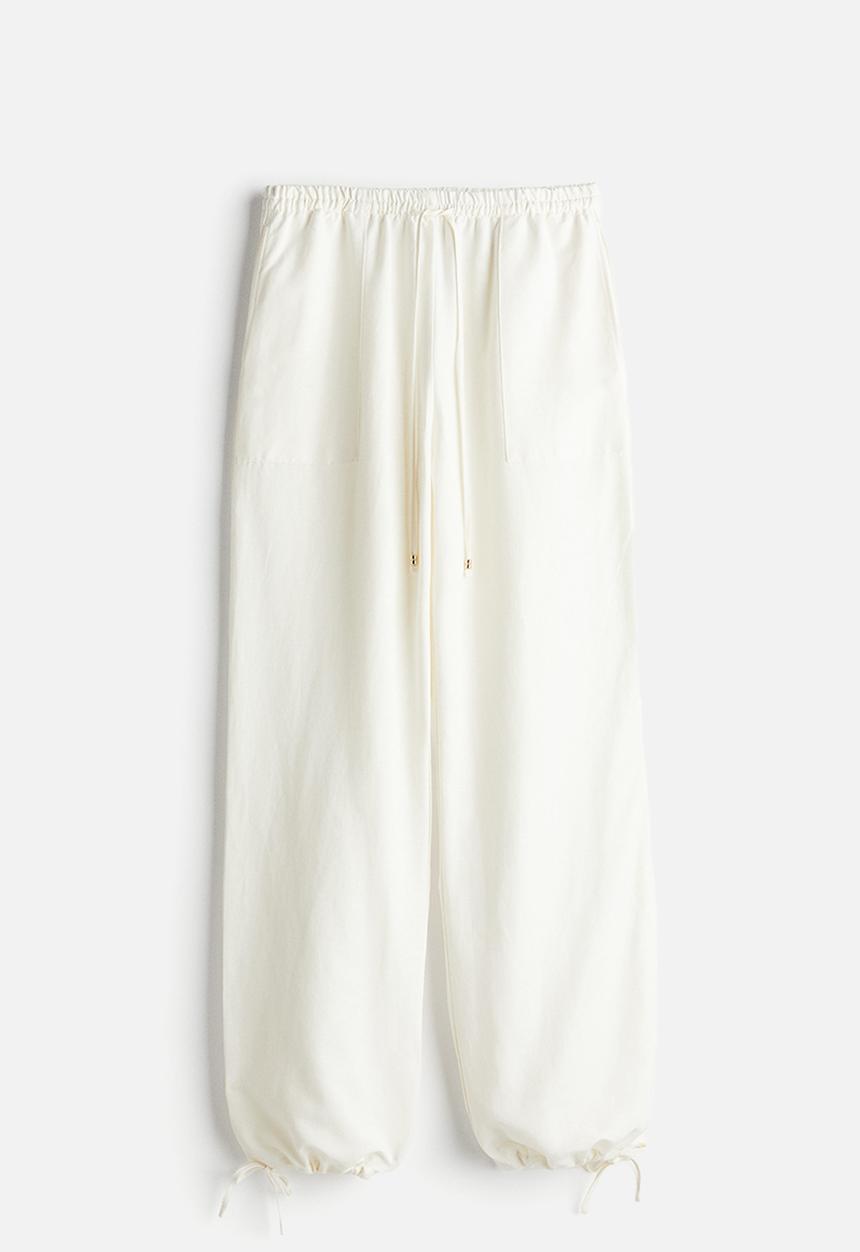 H&M - Linen-blend pull-on trousers - white