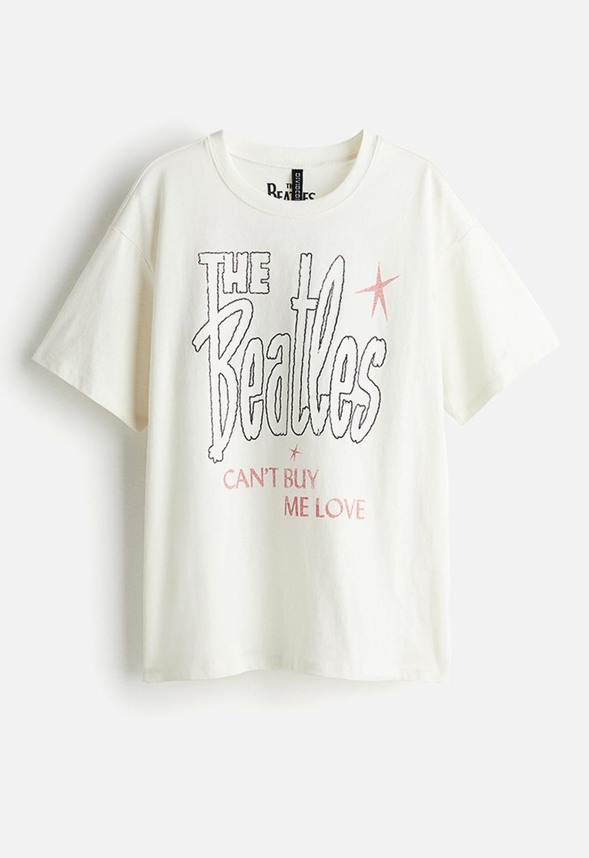 H&M - Oversized printed T-shirt - natural white the beatles 