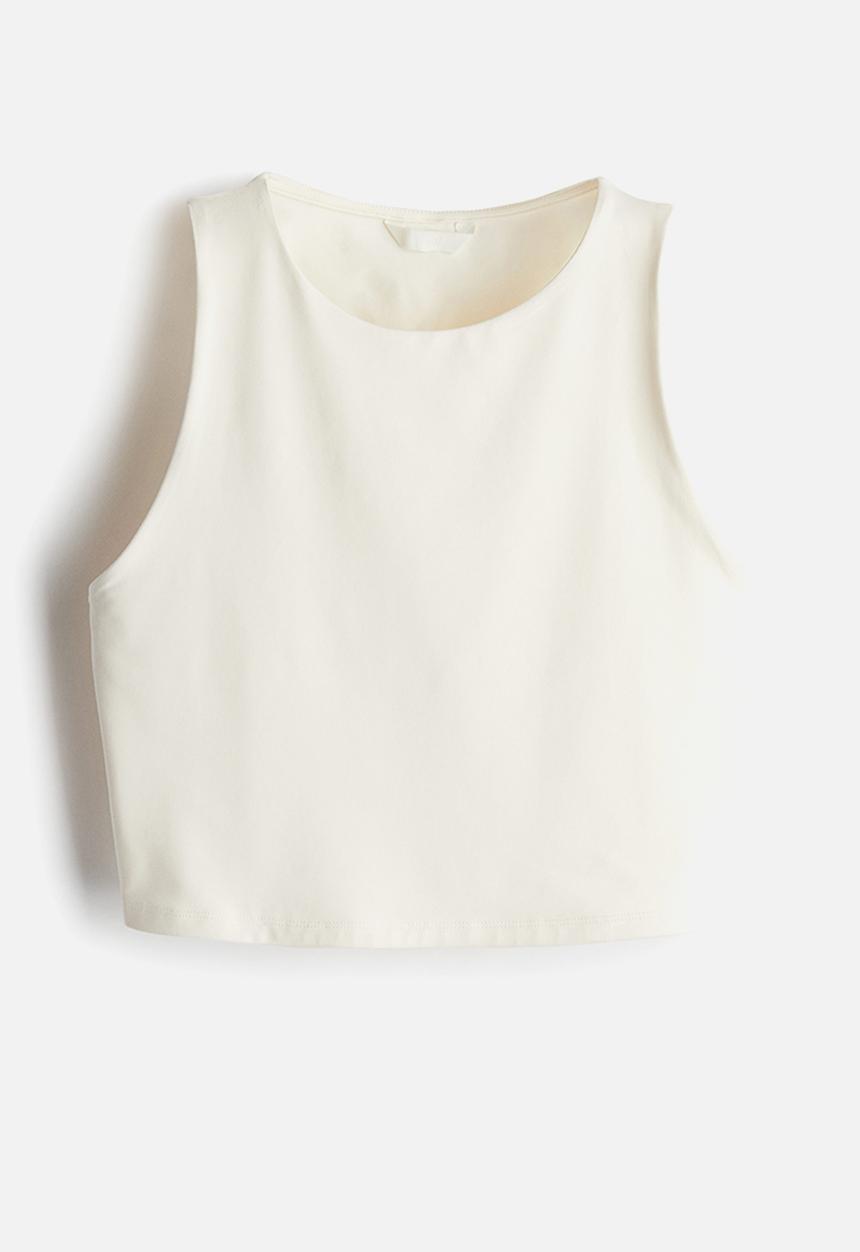 H&M - Cropped microfibre vest top - cream