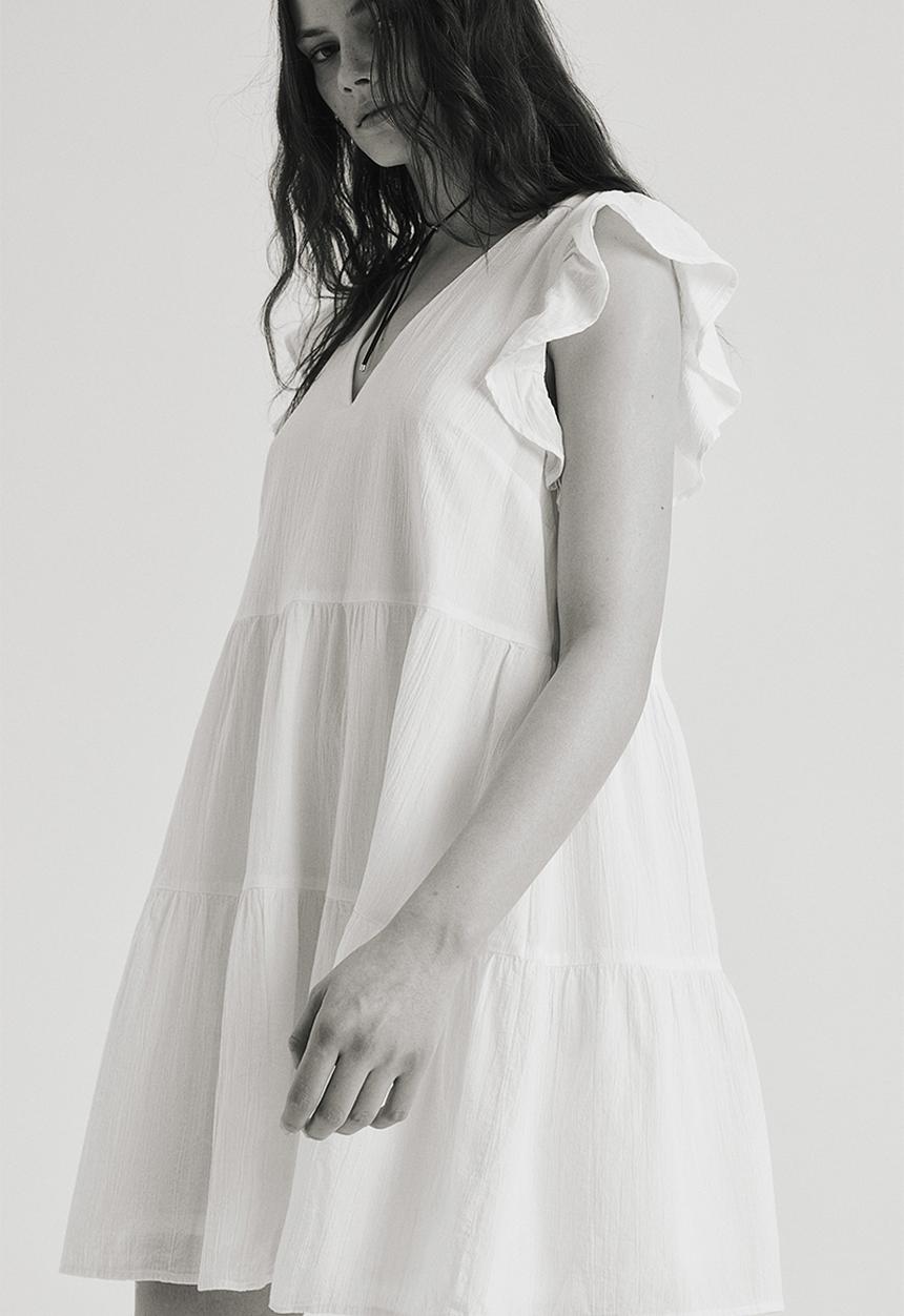 H&M - Flutter-sleeved throw-on dress - cream
