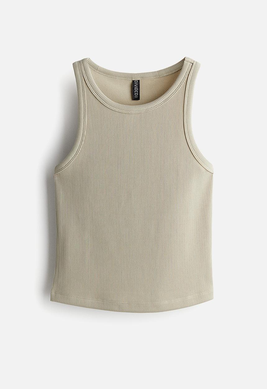 H&M - Ribbed vest top - light khaki green