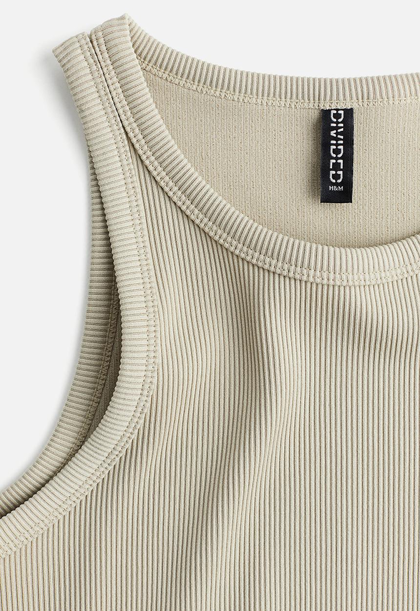 H&M - Ribbed vest top - light khaki green