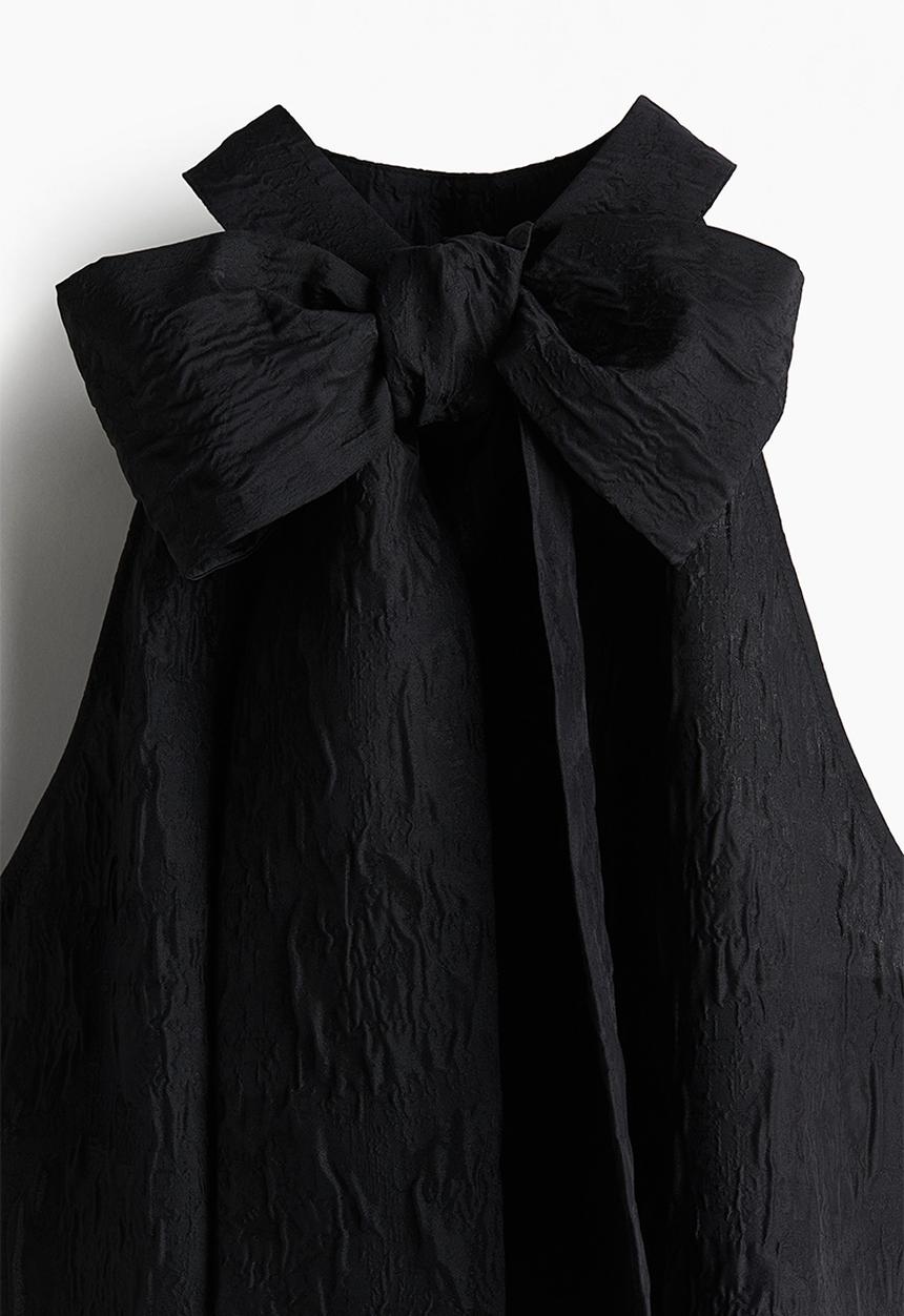 H&M - Jacquard-weave bow-back dress - Black