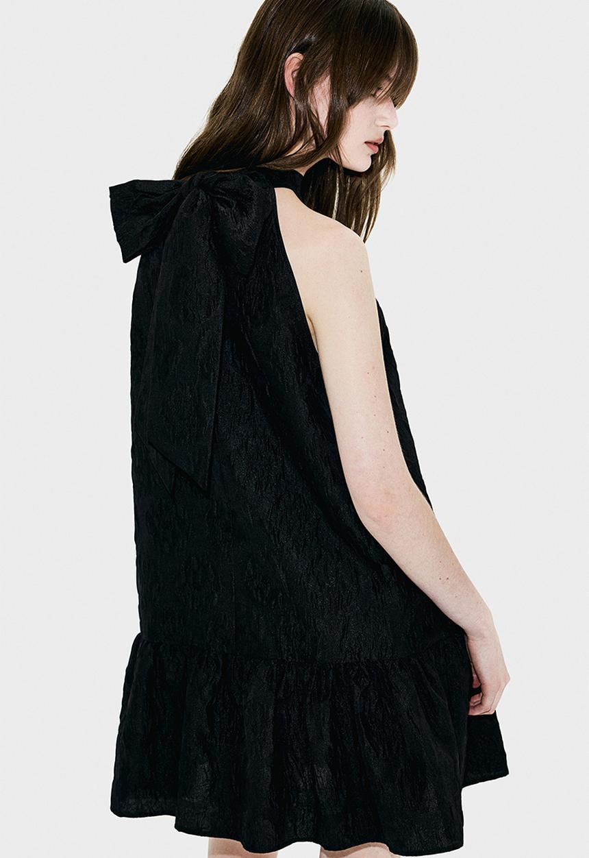 H&M - Jacquard-weave bow-back dress - Black