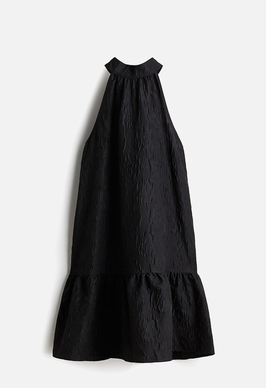 H&M - Jacquard-weave bow-back dress - Black