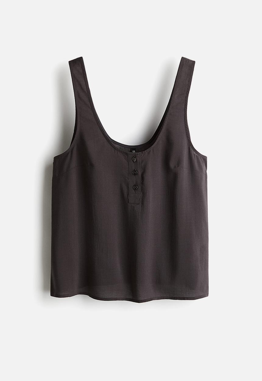 H&M - Button-top vest top - dark grey