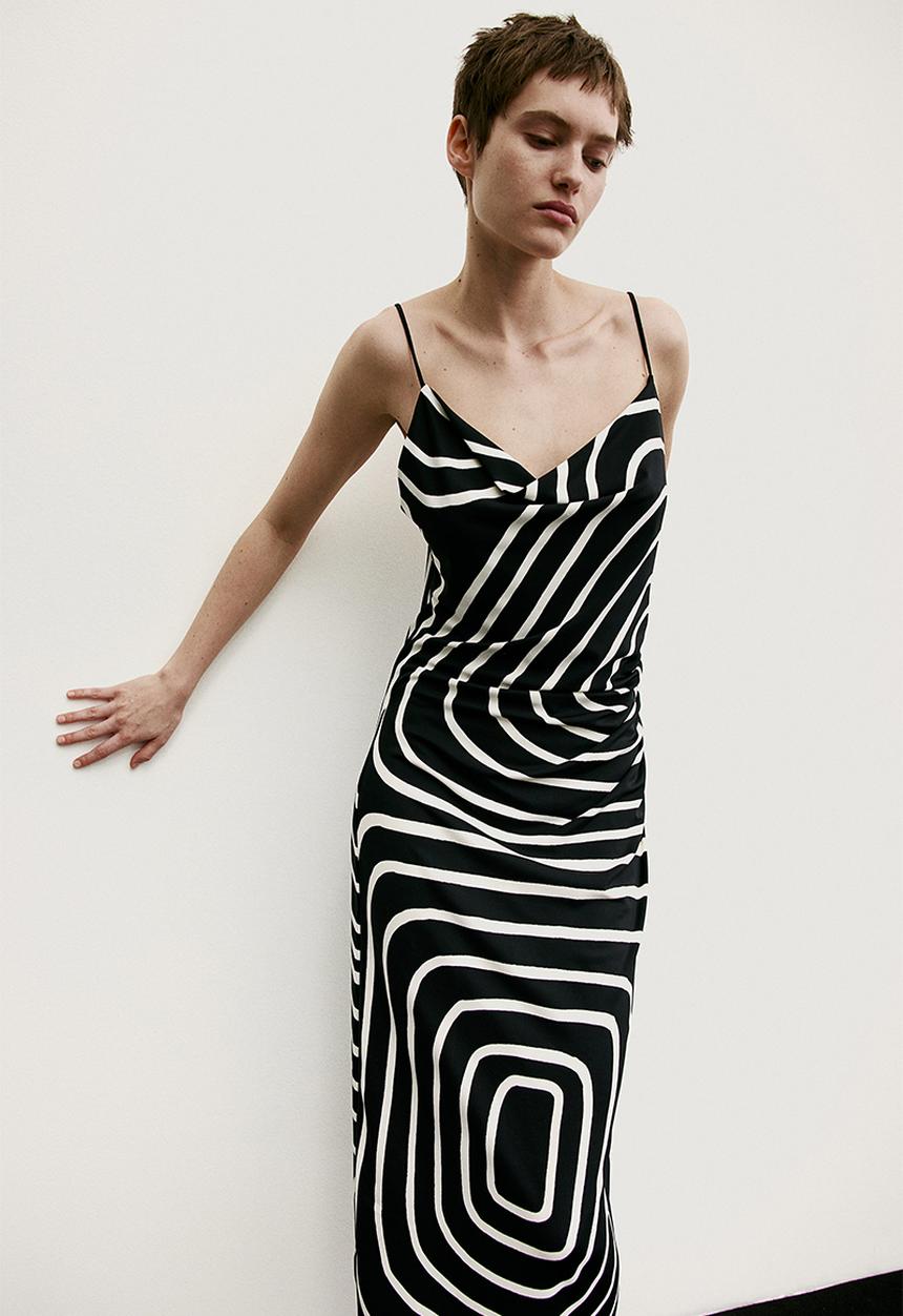 H&M - Draped cowl-neck dress - black