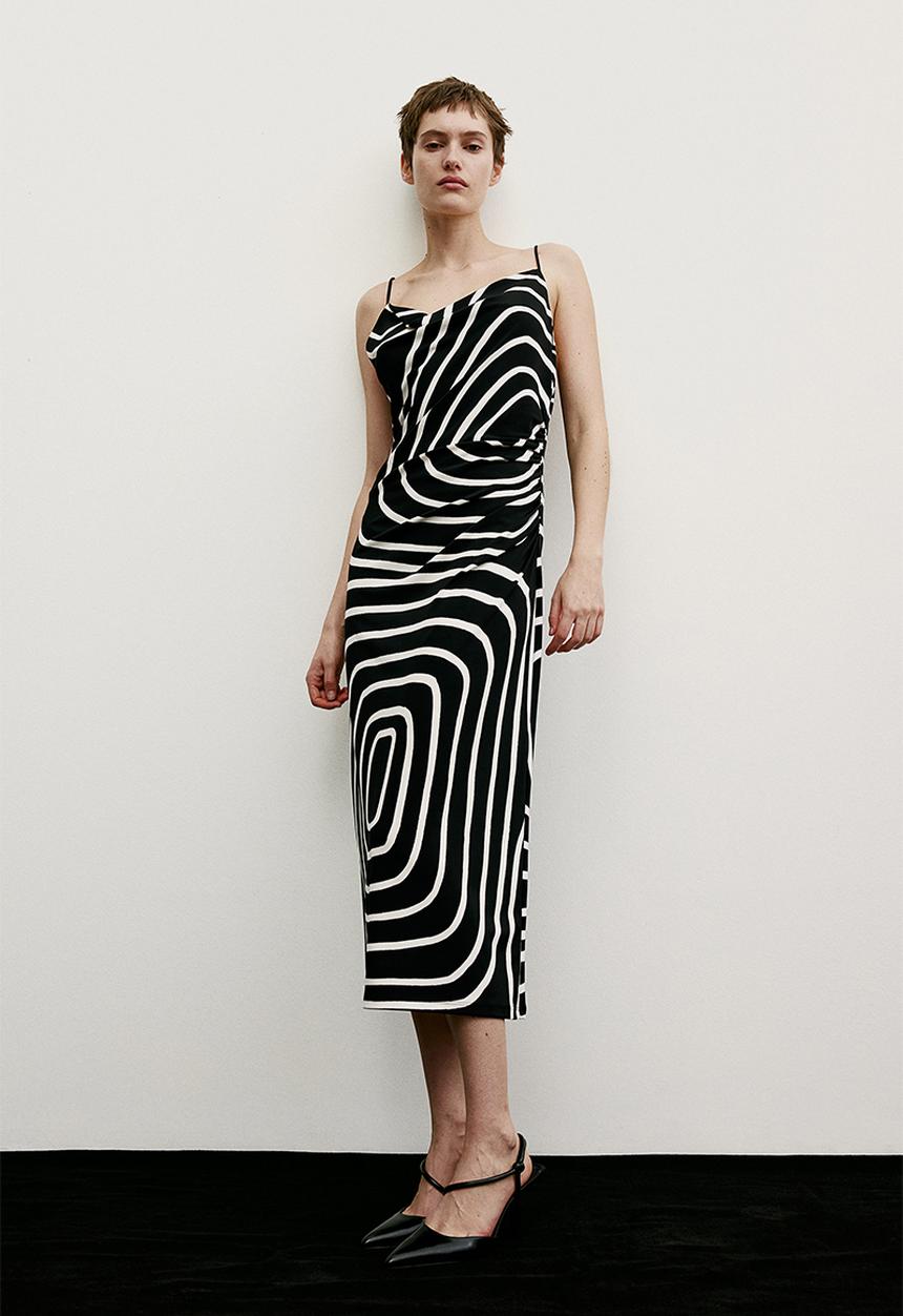 H&M - Draped cowl-neck dress - black
