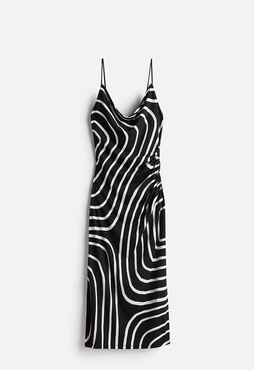 H&M - Draped cowl-neck dress - black